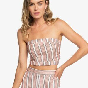 ROXY Walk To East River Halter Crop Top Striped Fitted Women's Size XL
